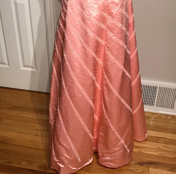 Ice & Fire Vintage Y2k Coquette Pastel Embellish Bead Line Striped A-line Formal Evening Prom Gown corset - Image 3
