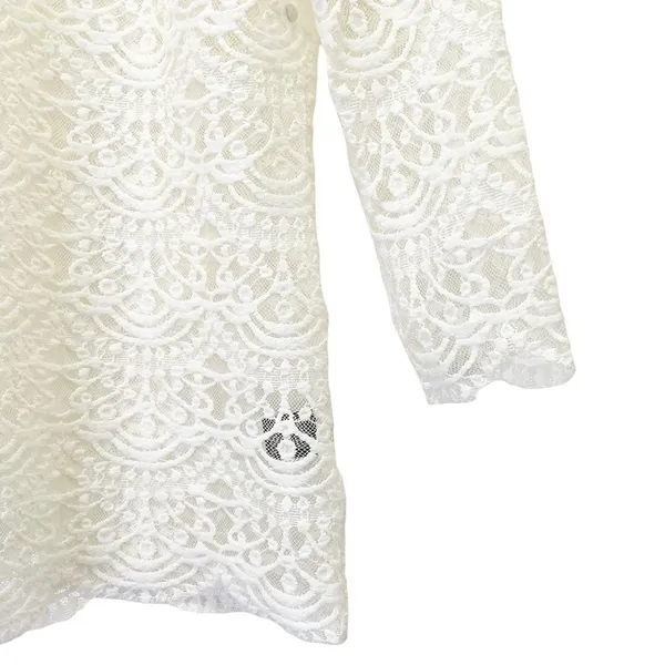 NWT Altar’d State Grace Lace Blouse Small Ivory Sheer Scalloped Romantic Top - Image 8