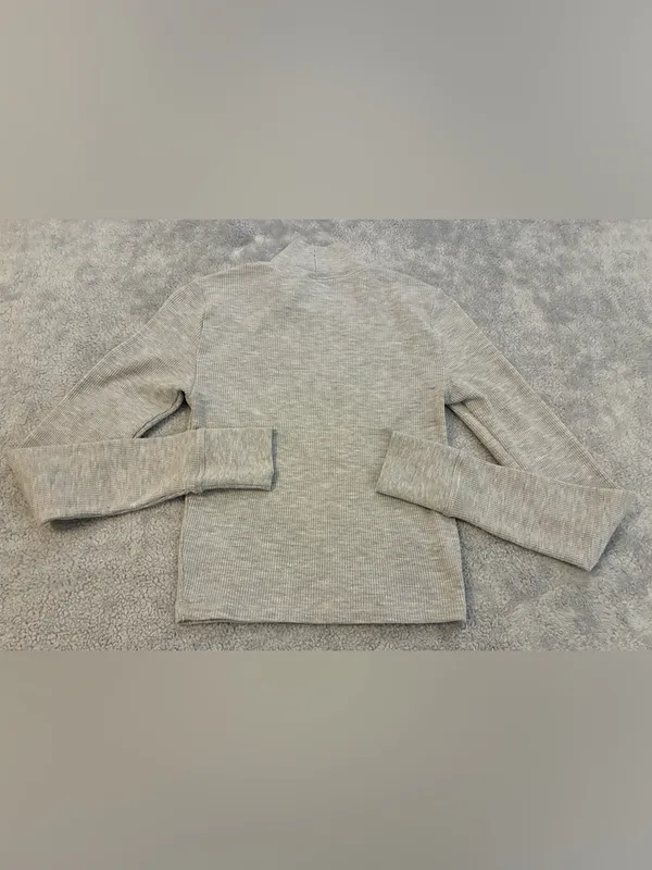Women’s Ribbed Mock Neck Long-Sleeve Top — Heather Gray Size X-Small - Image 4