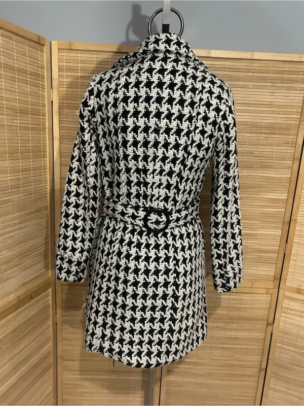 Rue 21 Women’s Black White Houndstooth Peacoat big buttons SO CUTE size Small - Image 5