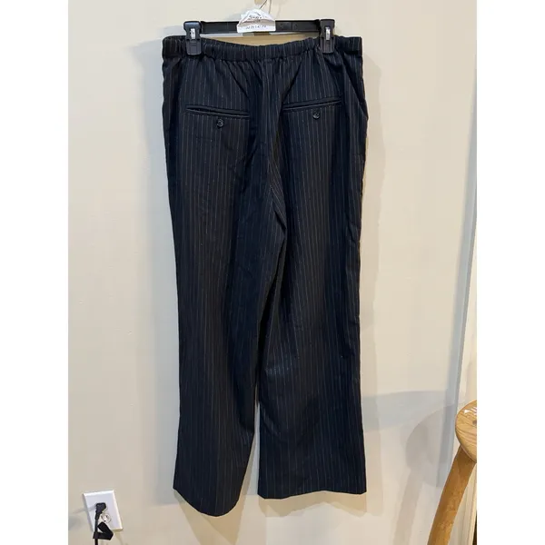 Free People Striped Pleated Wide Leg Pants Black Size Large $148 - Image 3