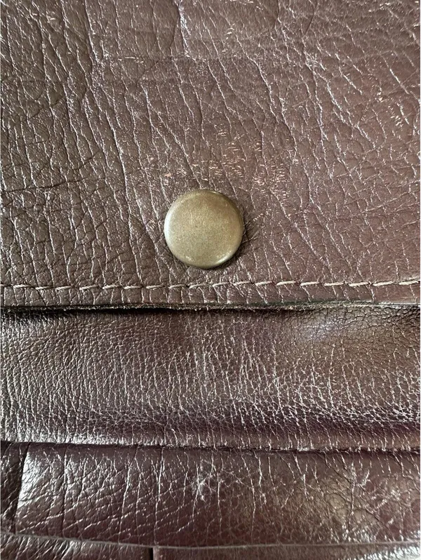 Vintage Brown Leather Mini Crossbody Purse Snap Closure Boho Small Bag - Image 4