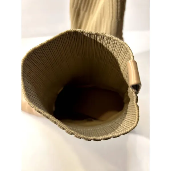 COPY - Sock/Leather Bootie in Beige Size10 Chunky Heel, Sq. Toe Women's - Image 9