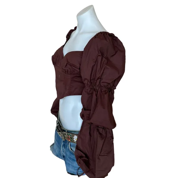 Majorelle Brown Corset Crop Top XS Bustier Pirate Renaissance Fair $128 NEW - Image 5