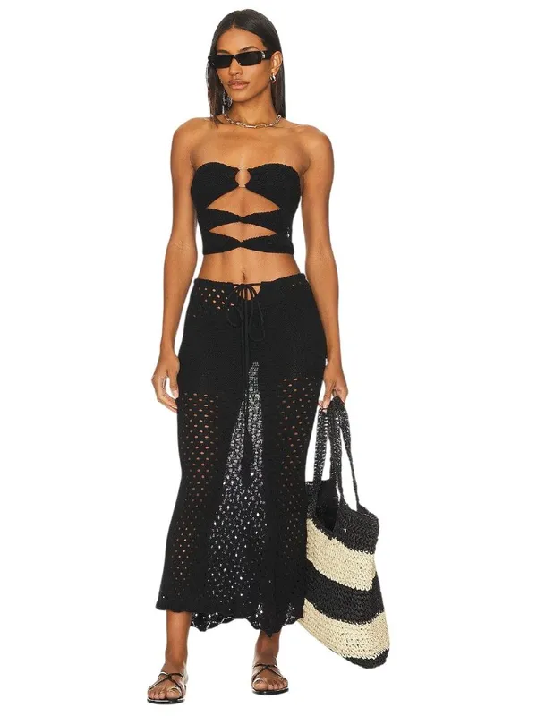 SNDYS X Revolve Whitehaven Top in Black Small New Womens Cut out Cropped Tube Ba - Image 8