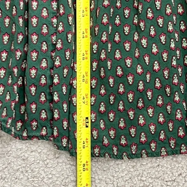 April Cornell Candlelight Smock Dress Large L Olive Green Block Print Boho Midi - Image 11