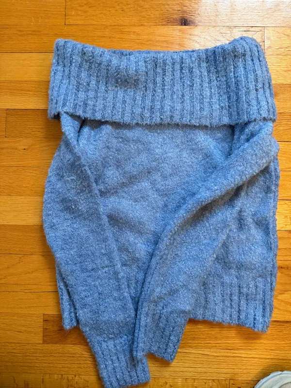 Mango Off the Shoulder blue sweater - Image 2