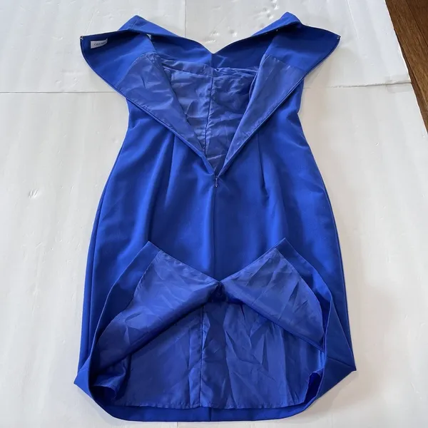 Calvin Klein Royal Blue Ruffle V Neck Sleeveless‎ Shift Dress Size 6 - Image 5
