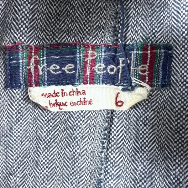 Free People Y2K Blue Herringbone Parka Jacket Size 6 Cotton Vintage Fall - Image 7