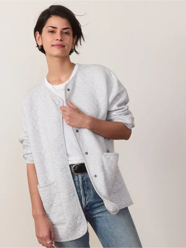 Marine Layer Corbet Quilted Liner Jacket Gray Heather Medium M NWT Collarless - Image 3