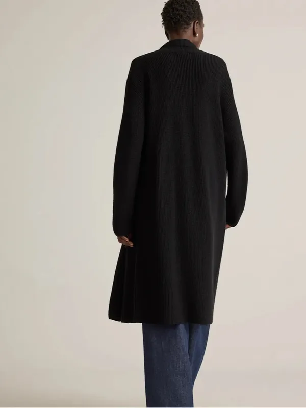 Quince Australian Merino Wool Duster Cardigan Black Sz S - Image 2