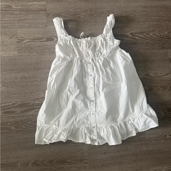 Frankie's Bikinis White Sleeveless Ruffle Mini Dress - Image 2