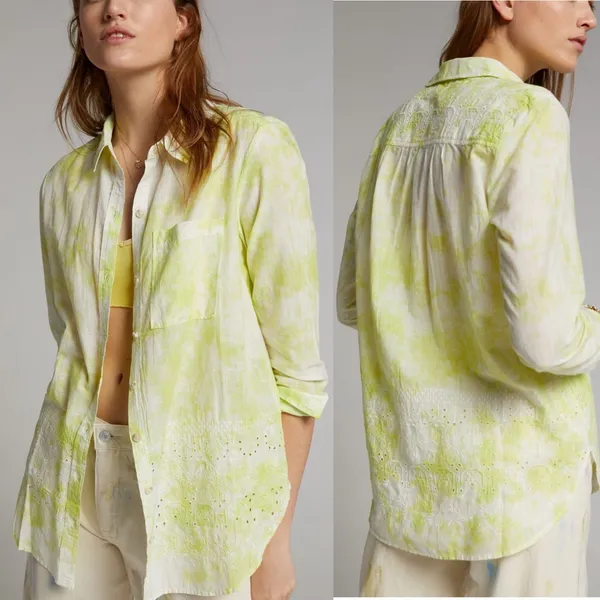 Anthropologie Pilcro The Cate‎ Classic Buttondown Collar Long Sleeve Shirt M - Image 2