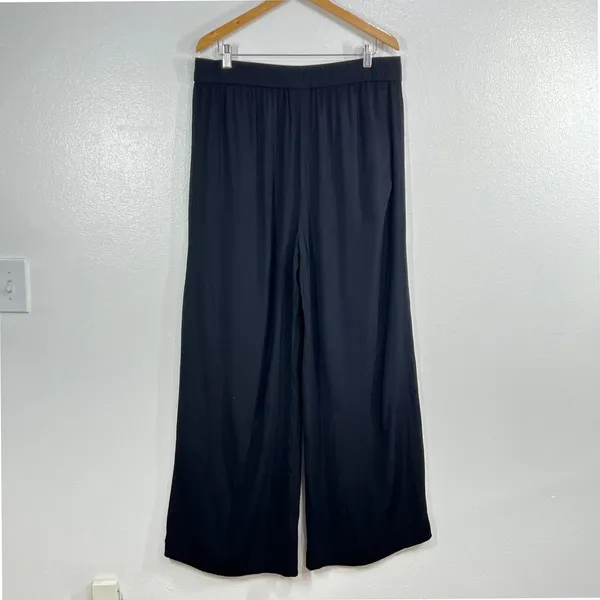 Halogen Black Wide Leg Trousers Pants Women Size Large 100% Viscose Flowy - Image 4