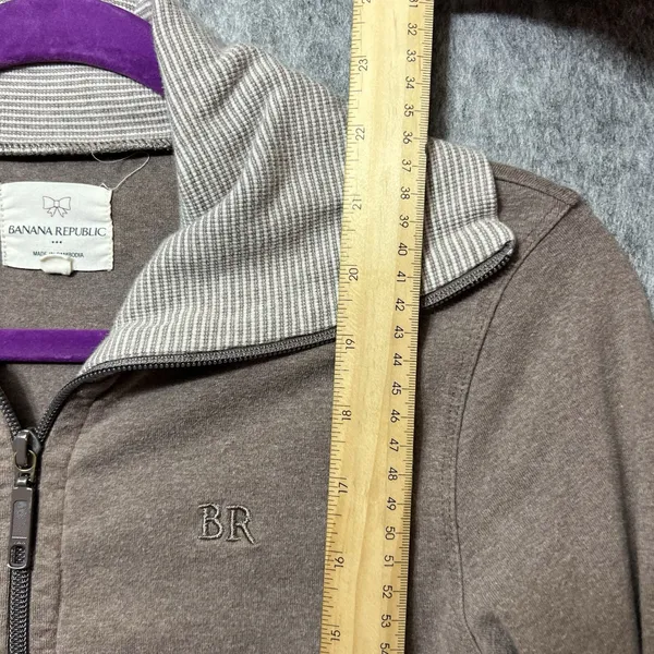 Banana Republic Womens XS Taupe Brown Full‎ Zip Shawl Collar Sweatshirt Jacket - Image 3