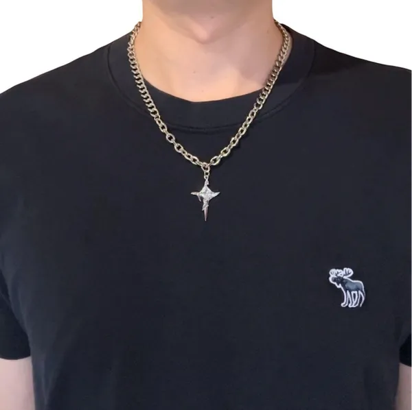 CZ Star Pendant Necklace for Men Women Streetwear Unisex Punk Hip Hop Necklace - Image 5