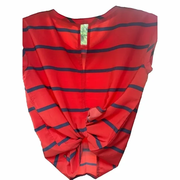 Abercrombie & Fitch Split Back Top - Size S- Red/Orange with Navy Stripes - Image 9
