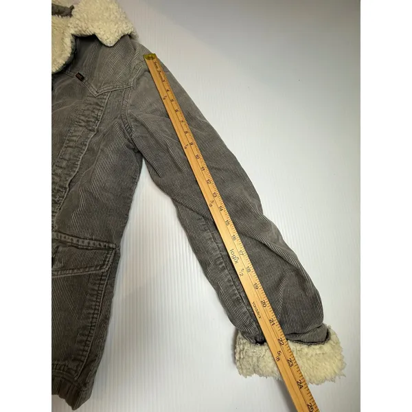 Lee Womens Grey Corduroy Sherpa‎ Lined Jacket Small Western Trucker Coat Vintage - Image 5