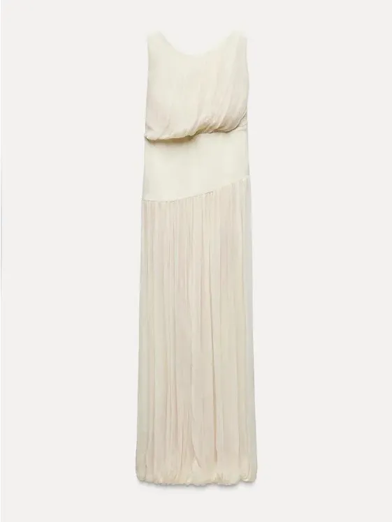 Zara NWT ZW collection ivory off white White asymmetrical bubble hem midi dress - Image 2