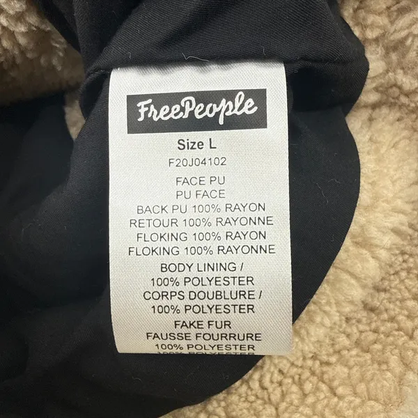 Free‎ People We The Free Clover Teddy Vegan Leather Shearling Vest Black Cream L - Image 9