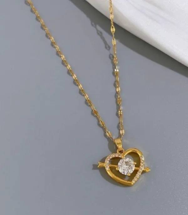 18K Gold Plated CZ Cubic Zirconia Love Heart Pendant Necklace for Women - Image 4