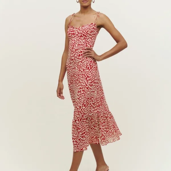 Reformation Enya‎ dress Love Heart Print Midi Size 10 - Image 2