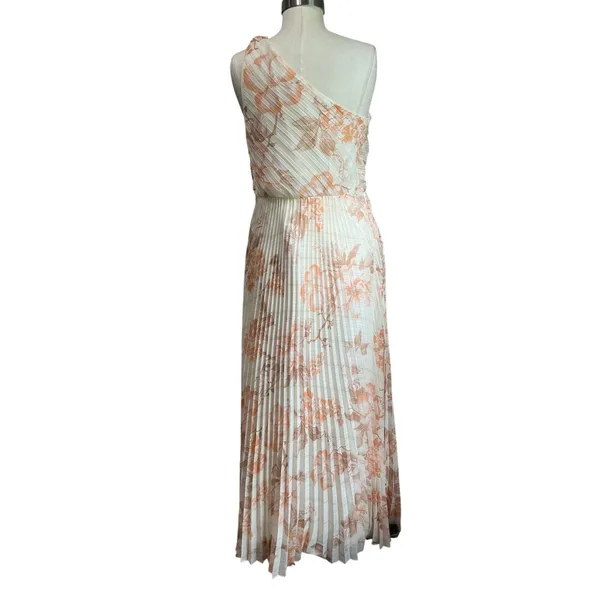 Express Metallic Floral‎ One Shoulder Front Twist Pleated Maxi Dress Size M - Image 3