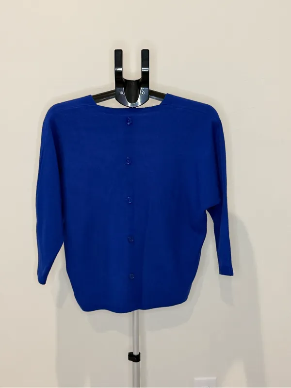 Vila Milano Cobalt Blue Dolman Button Back Sweater Small - Image 5