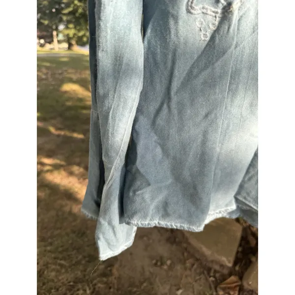 Altered State Women's Size M Rayon Embroidered‎ Tie Back Blouse Blue Size M - Image 2