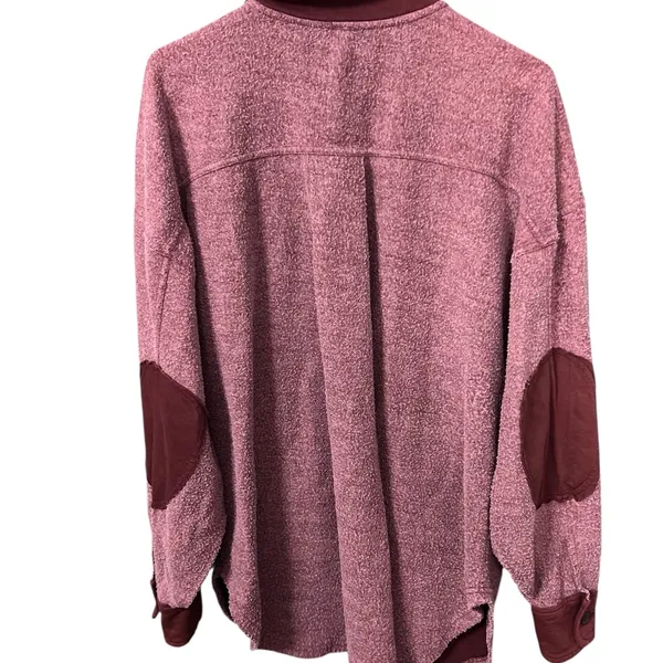 Free People Oversized Bouclé Knit Shacket with Elbow Patches – Size M - Image 2