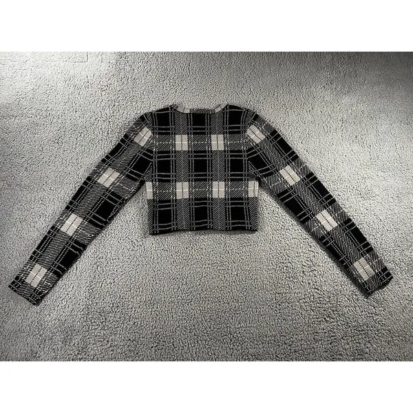 Love Tree Sweater Women Large‎ Cropped Tartan Plaid Long Sleeve y2k Academia - Image 2
