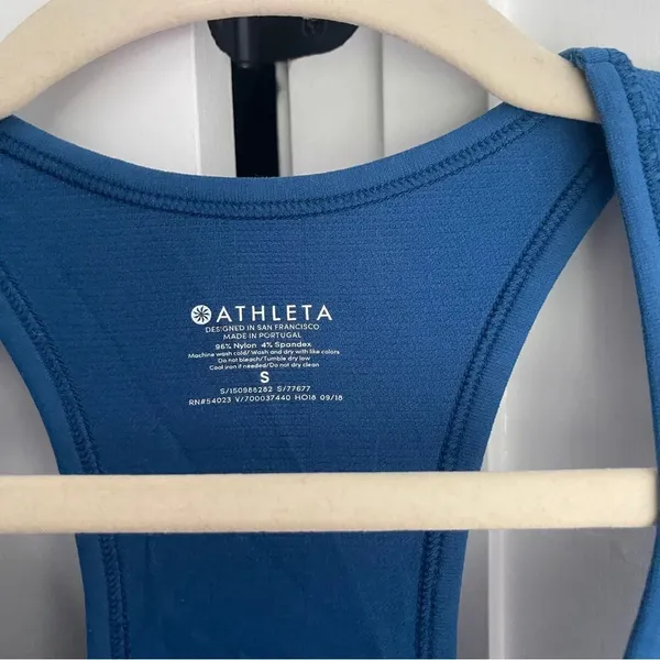 Athleta speedlight Racerback Blue‎ teal Ruched Sleeveless Tank Top seamless - Image 3