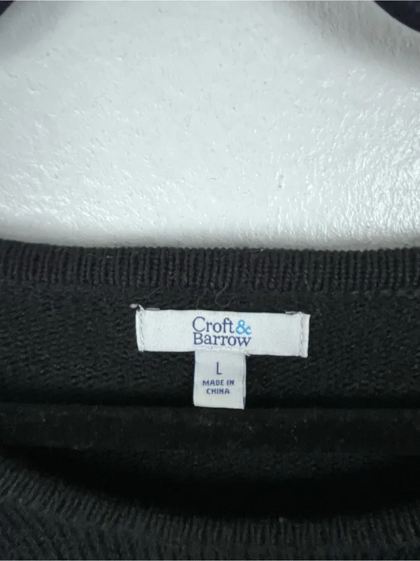 CROFT & BARROW Black Cat Graphic Long Sleeves Knit Sweater Size Large Christmas - Image 3