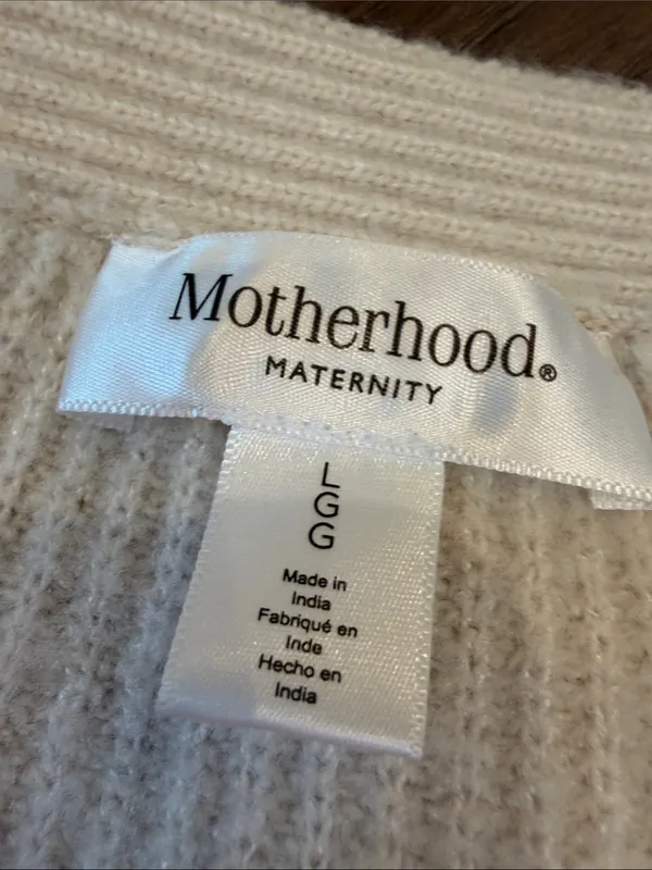 Motherhood Maternity Cream Button-Front Knit Cardigan Sweater - Large - C73-028 - Image 2