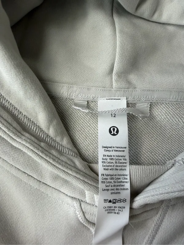 lululemon All Yours Hoodie French Terry 100% Cotton Gray - Size 12 - Image 5