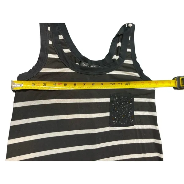 Karen By Karen Kane Black White Stripe Sleeveless Sequin Pocket Maxi Dress S - Image 7
