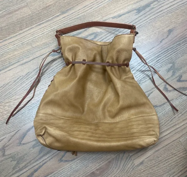 Altar'd State Hobo Style Laced Tan Purse with Fringe Tassels - Image 2