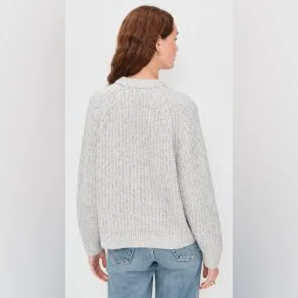 Madewell Light Gray‎ Cotton Blend Crew Neck Sweater Size Small EUC - Image 2