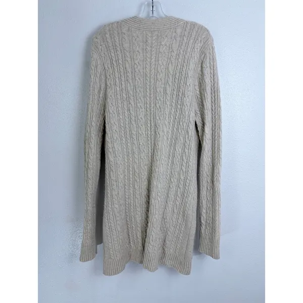 Fisherman Cable Knit Wool Cashmere Long Cardigan Cream Duluth Trading Co L - Image 6