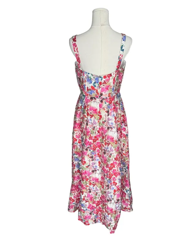 Bardot x Revolve - NWT Floral Corset Midi Dress Linen Blend Boned Bodice Sz L - Image 6