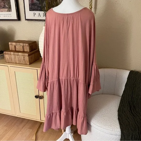 FREE PEOPLE BEACH El Mar Flare‎ Sleeve Mini Dress Size Medium - Image 6