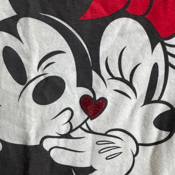 Disney Cream Tee with Mickey and Minnie in Red and Black - Image 6