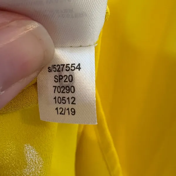 LOFT Long Sleeve‎ Ruffle Sleeve V-Neck Blouse Top Size Medium Mustard Yellow - Image 5