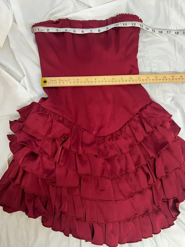 NWT Oh Polly Juliet Bandeau Ruffled Tiered Corset Mini Dress Berry Red Size 0 - Image 8