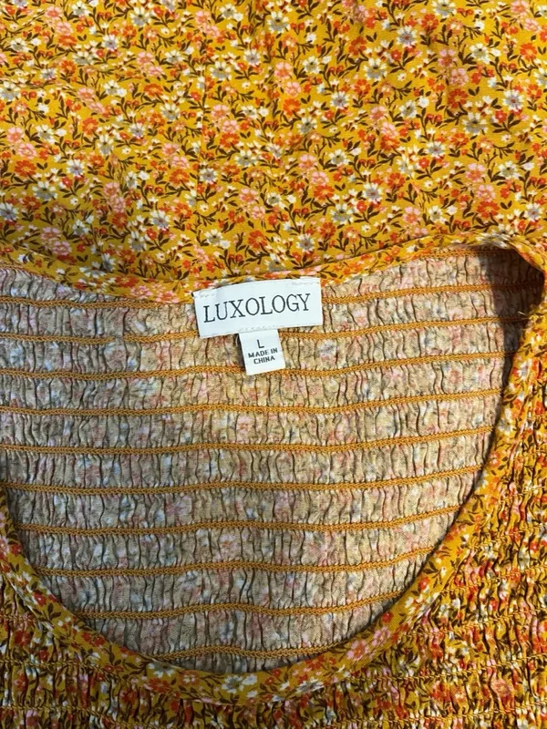 Luxology Smocked Floral Midi Dress Boho Cottagecore Large - Image 5