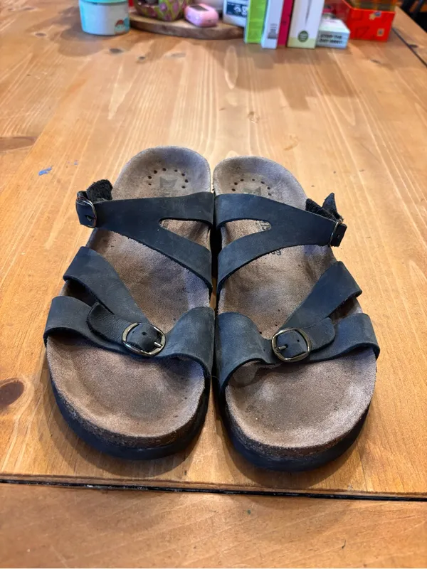 Mephisto womens Hannel suede cork comfort sandals blue eu 39 us 8/9 - Image 5