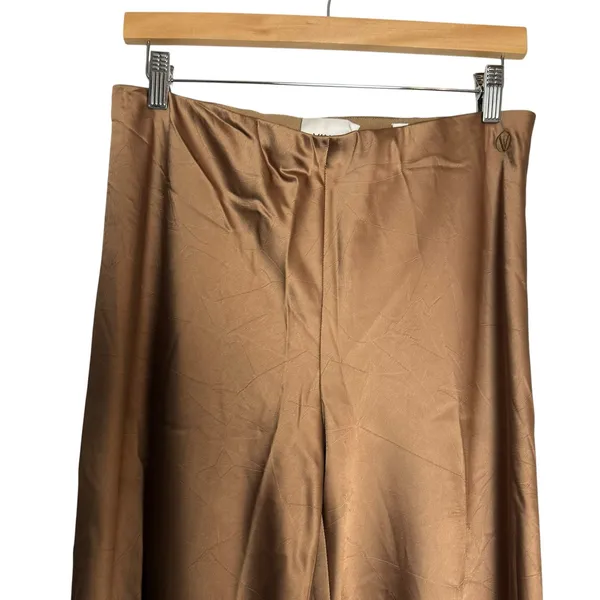 Vince Bronze Golden Brown Satin Wide Leg Culotte Pants Size Medium - Image 2