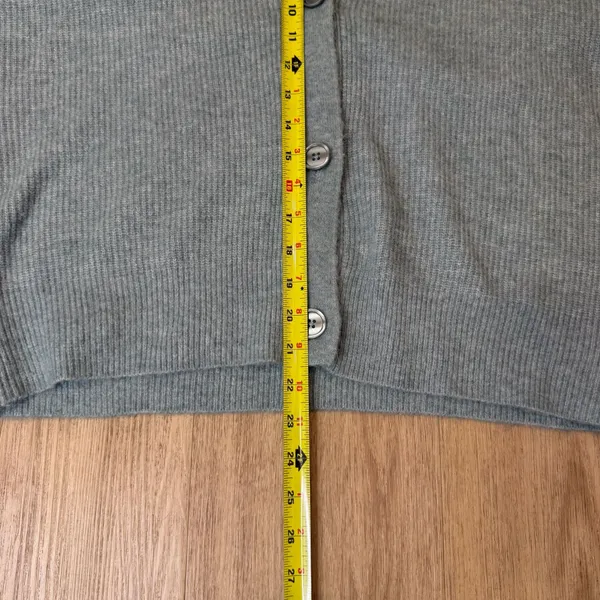 Ann Taylor Factory Gray Ribbed V-Neck Button-Front Cardigan Sweater Size L - Image 4