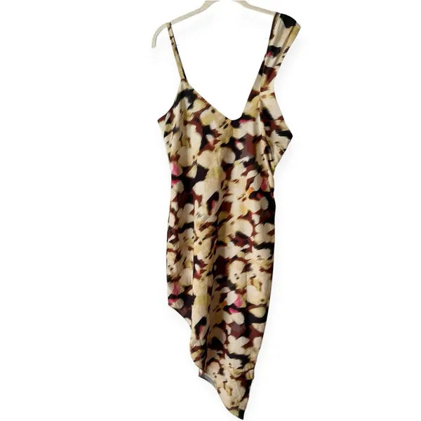 Let Me Be Sally High Low One Shoulder Brown Asymmetrical Dress Medium - Image 3