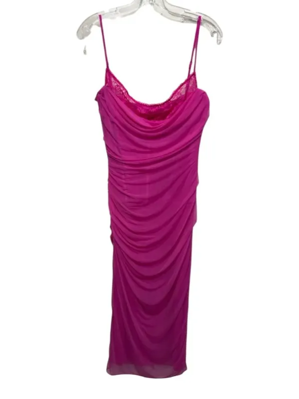 House of CB Nalini Fuchsia Mesh Maxi Dress Ruched Corset M - Image 14
